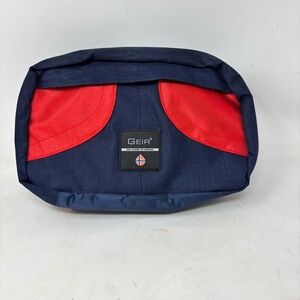 GEIR The Power Of Norway Blue Red Travel Toiletries Hanging Dopp Bag 11”X3”X6”